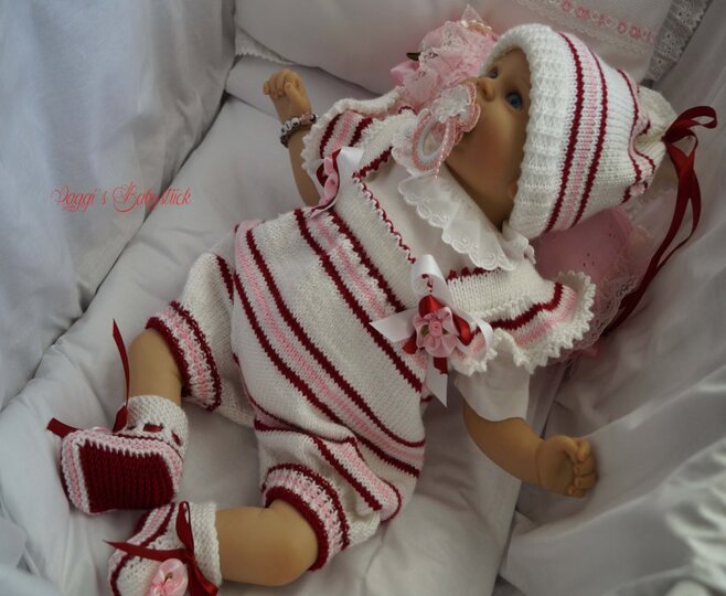 Strickanleitung für Baby's u. Reborns 3-teilig Modell Lilo Gr. 50 - 56