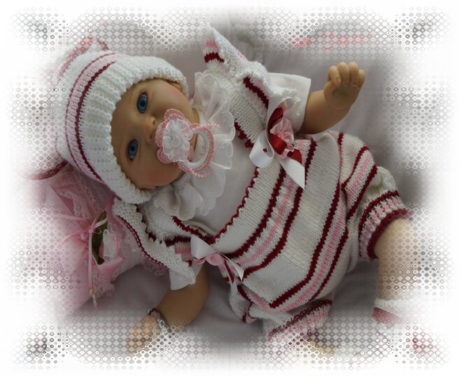 Strickanleitung für Baby's u. Reborns 3-teilig Modell Lilo Gr. 50 - 56