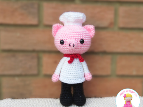 Chef Piggy Pig, Amigurumi Crochet Pattern