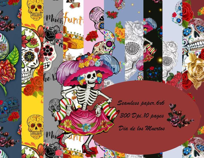 Seamless Dia de los Muertos Paper