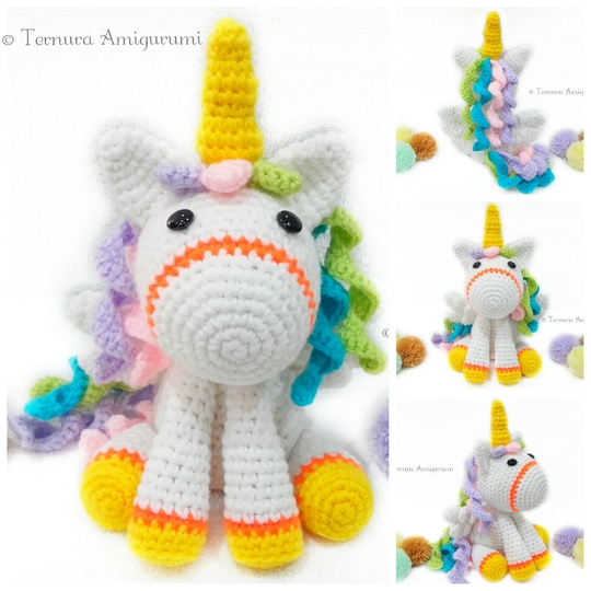 Häkelanleitung kleines Einhorn PDF Deutsch- English- Dutch Ternura Amigurumi