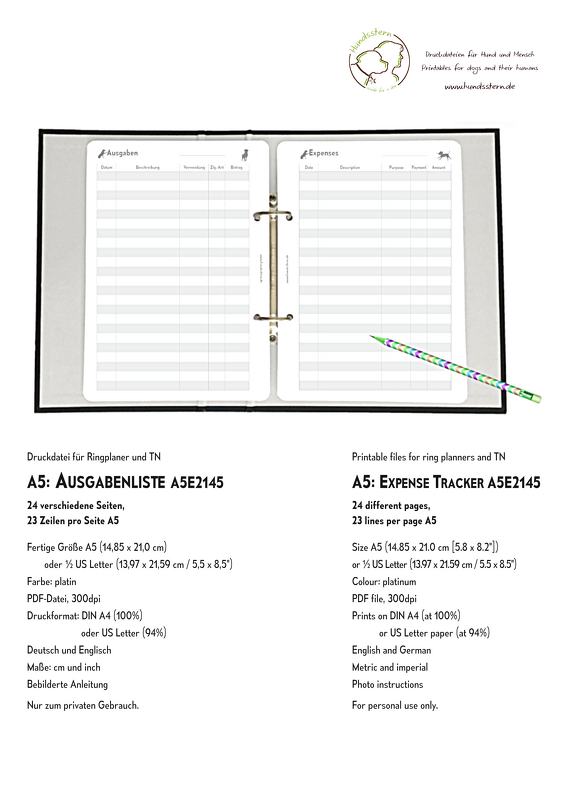 Ausgabenliste Einlagen für Planer A5 Hunde A5E2145 - Bild 6