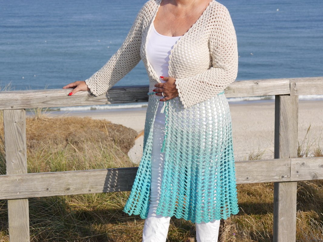 Häkelanleitung Jacke/Mantel Sylt mit Farbverlaufsgarn