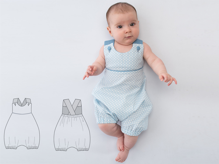 sewing pattern baby overall set tutorial 0m/1m 3m/6m 9m/12m 18m/2y