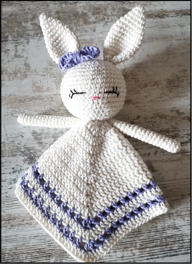Häkelanleitung Kuscheltuch  Häschen Schleifchen