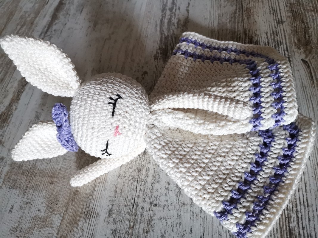 Häkelanleitung Kuscheltuch  Häschen Schleifchen - Bild 2