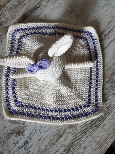 Häkelanleitung Kuscheltuch  Häschen Schleifchen
