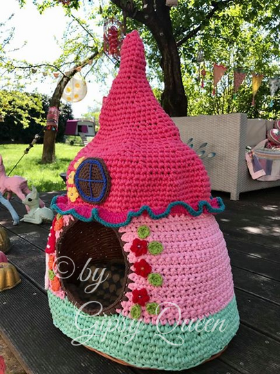 Häkelanleitung Katzen Feenhaus Überzug, Katzenhaus