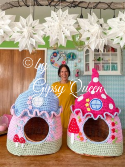 Häkelanleitung Katzen Feenhaus Überzug, Katzenhaus
