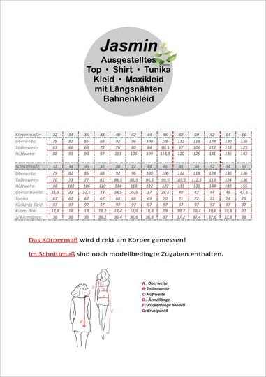 Bahnenkleid Jasmin von 32 - 56