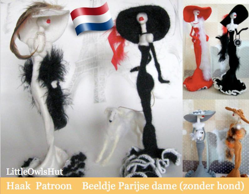 032NLY Beeldje Parijse dame (zonder hond) - Amigurumi Haakpatroon - PDF by Pertseva cp