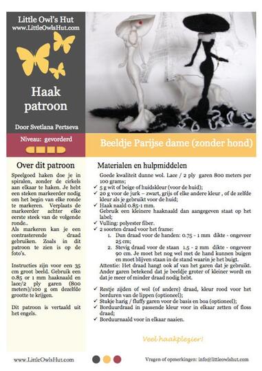 032NLY Beeldje Parijse dame (zonder hond) - Amigurumi Haakpatroon - PDF by Pertseva cp