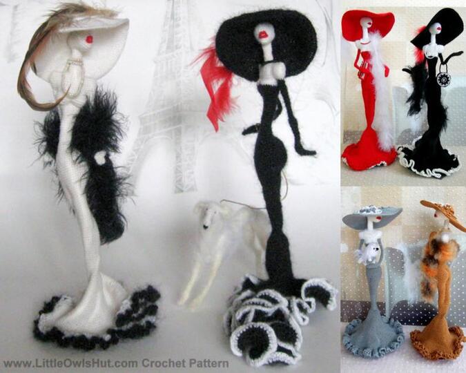 032NLY Beeldje Parijse dame (zonder hond) - Amigurumi Haakpatroon - PDF by Pertseva cp