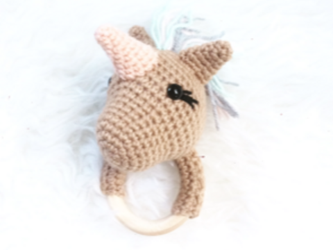 Häkelanleitung Gehopse Babyrassel Einhorn Emilia