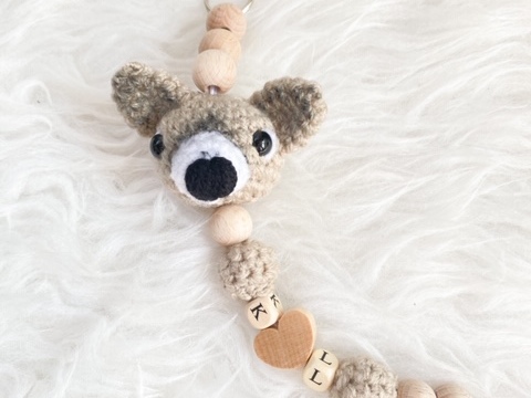 Häkelanleitung kleiner Chihuahua-Kopf für Schnullerkette / Kinderwagenkette