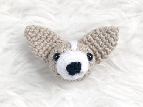 Häkelanleitung kleiner Hund Jack Russell-Kopf für Schnullerkette / Kinderwagenkette