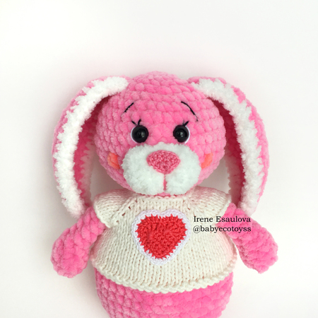 Crochet Amigurumi pattern Bunny Peachy with knitting jacket
