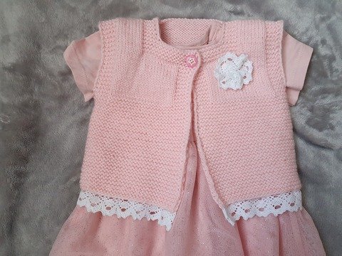 Babyweste mit Spitzenborde Größ3 56/62!