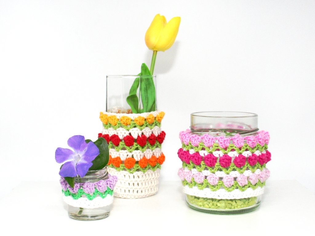 Tulip Glass Cover - Decoration, Upcycling - Crochet Pattern