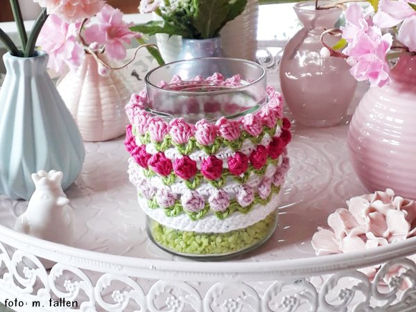 Tulip Glass Cover - Decoration, Upcycling - Crochet Pattern