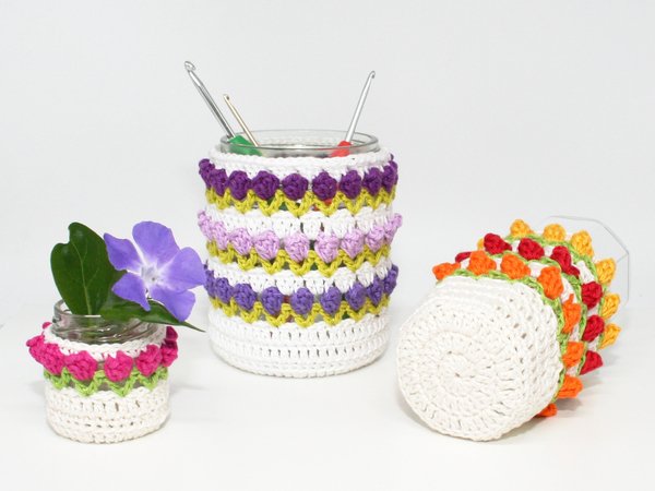 Tulip Glass Cover - Decoration, Upcycling - Crochet Pattern