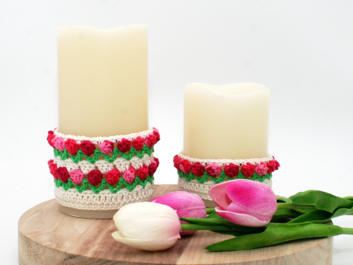 Tulpen Glas-Hülle - Deko, Upcycling - Häkelanleitung