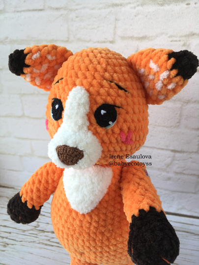 Crochet and Knitting Amigurumi Pattern Plush Fox Ferdy in outfit