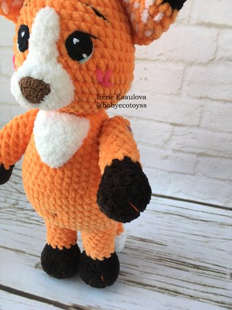Cute Hand Knitted Fox Doll Handmade Amigurumi Stuffed Toy Knit Animal Crochet 