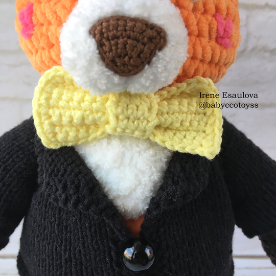 Crochet and Knitting Amigurumi Pattern Plush Fox Ferdy in outfit
