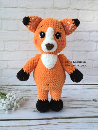 Crochet and Knitting Amigurumi Pattern Plush Fox Ferdy in outfit