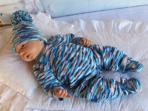 Strickanleitung Babyset auch für Reborn Gr. 50 3-teilig Handarbeit