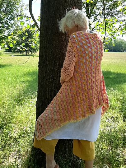 Häkelanleitung Jacke, Weste alle Größen, 2 Bobbel treffen aufeinander