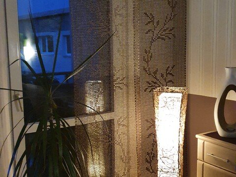 Häkelanleitung in Filethäkeltechnik Flächenvorhang "Beany"