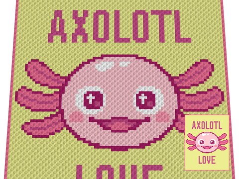 Häkelmuster * Axolotl LOVE * Grafik für C2C Decke