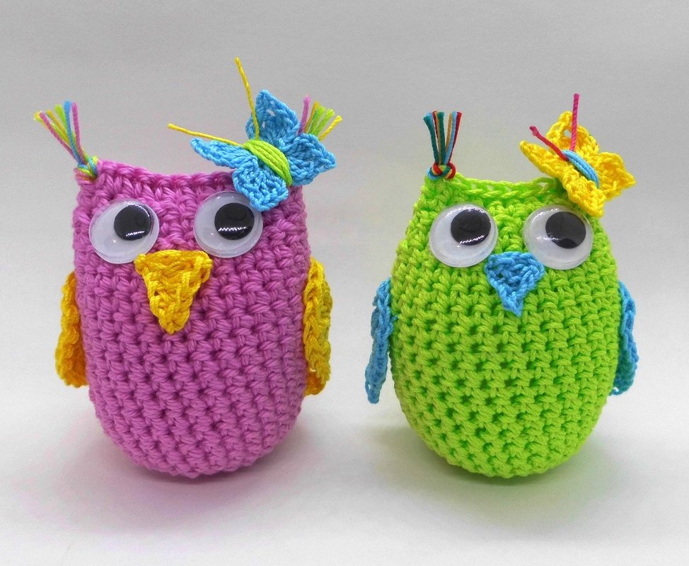 Name plate funny owl with crochet alphabet - easy from leftover yarn