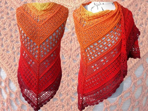 Häkelanleitung Dreieckstuch Abendsonne