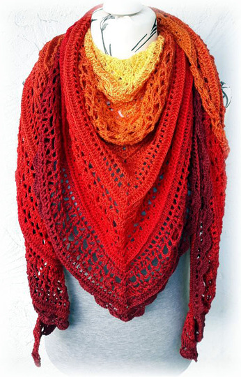 Häkelanleitung Dreieckstuch Abendsonne