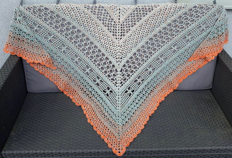 Häkelanleitung Dreieckstuch Abendsonne