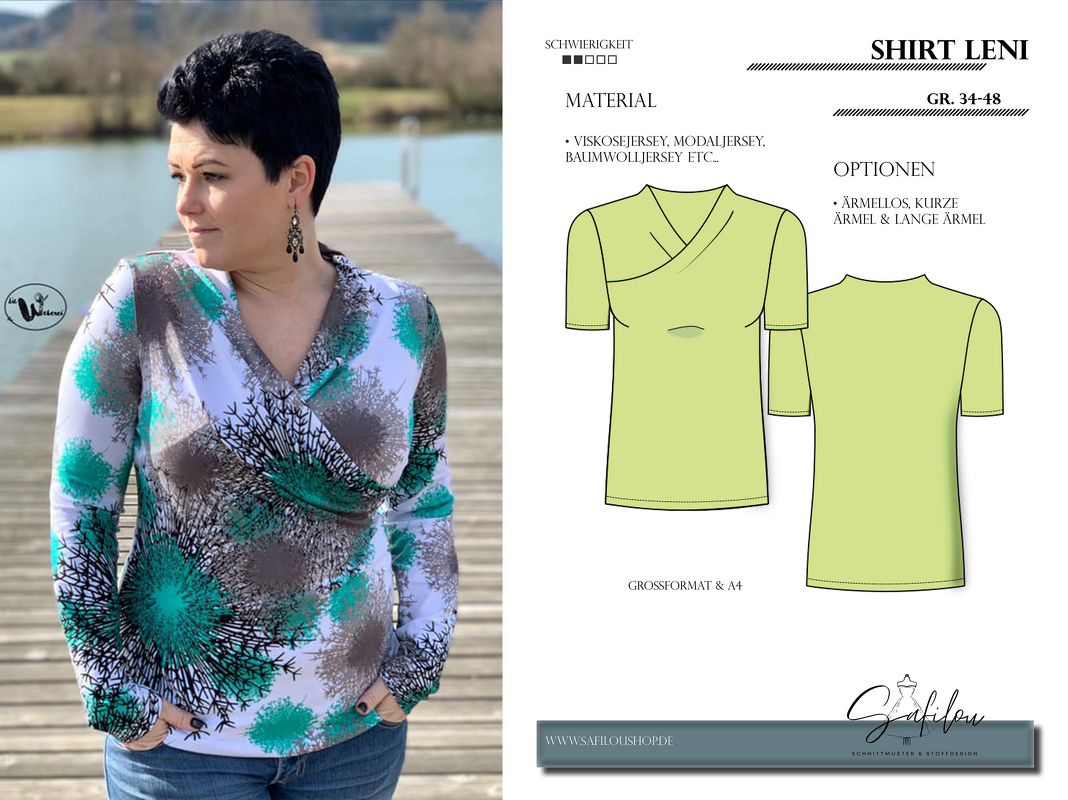 Schnittmuster Leni – PDF in Gr. 34-48 | Asymmetrischer Wasserfallkragen