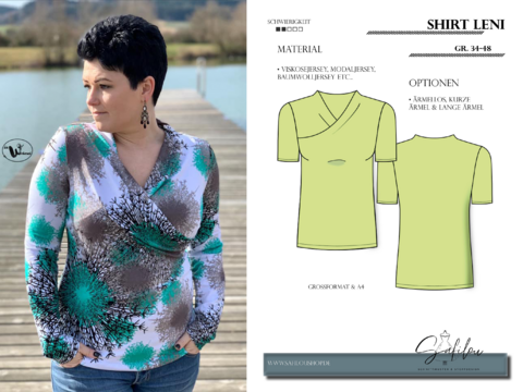 Schnittmuster Leni – PDF in Gr. 34-48 | Asymmetrischer Wasserfallkragen