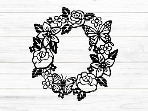 Blumenkranz Plotterdatei SVG DXF FCM