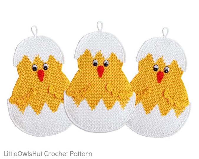 112NLY Haak patroon - Kleinkuiken paasdecoratie, Pannenlap- PDF file by Zabelina CP