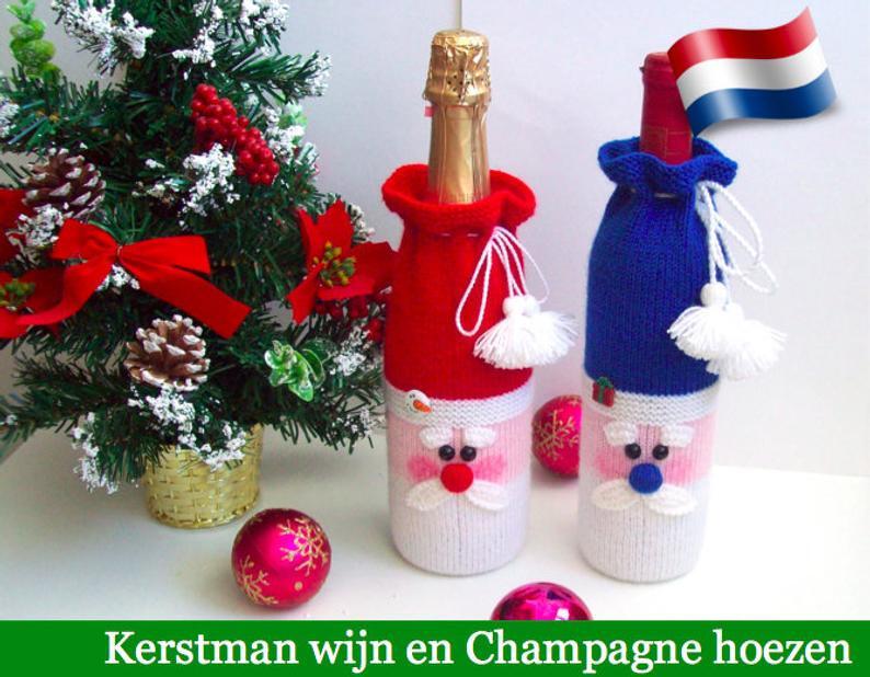 152NLY Brei patroon - Kerstman fles hoezen voor wijn en champagne - by Zabelina CP