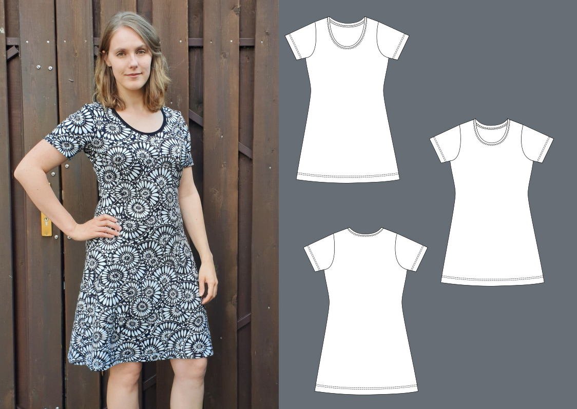 Lola – Figurbetontes Jerseykleid A-Linie, 4 Ärmelvarianten, BU 80–116, A4+A