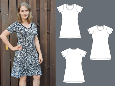 Lola – Figurbetontes Jerseykleid A-Linie, 4 Ärmelvarianten, BU 80–116, A4+A