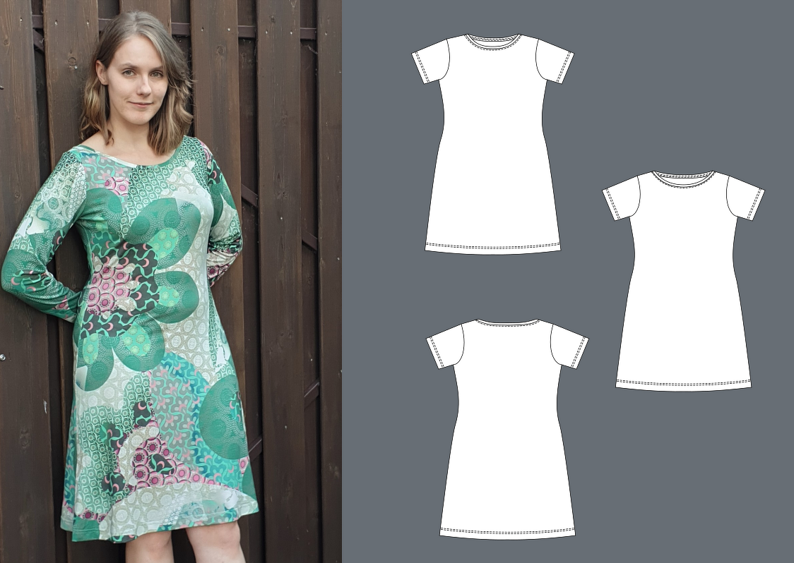 Tanja – Jerseykleid mit U-Boot-Ausschnitt, A-Linie, BU 80-116, A4+A0