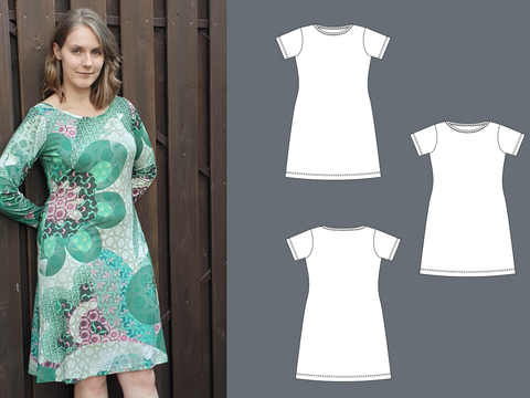 Tanja – Jerseykleid mit U-Boot-Ausschnitt, A-Linie, BU 80-116, A4+A0