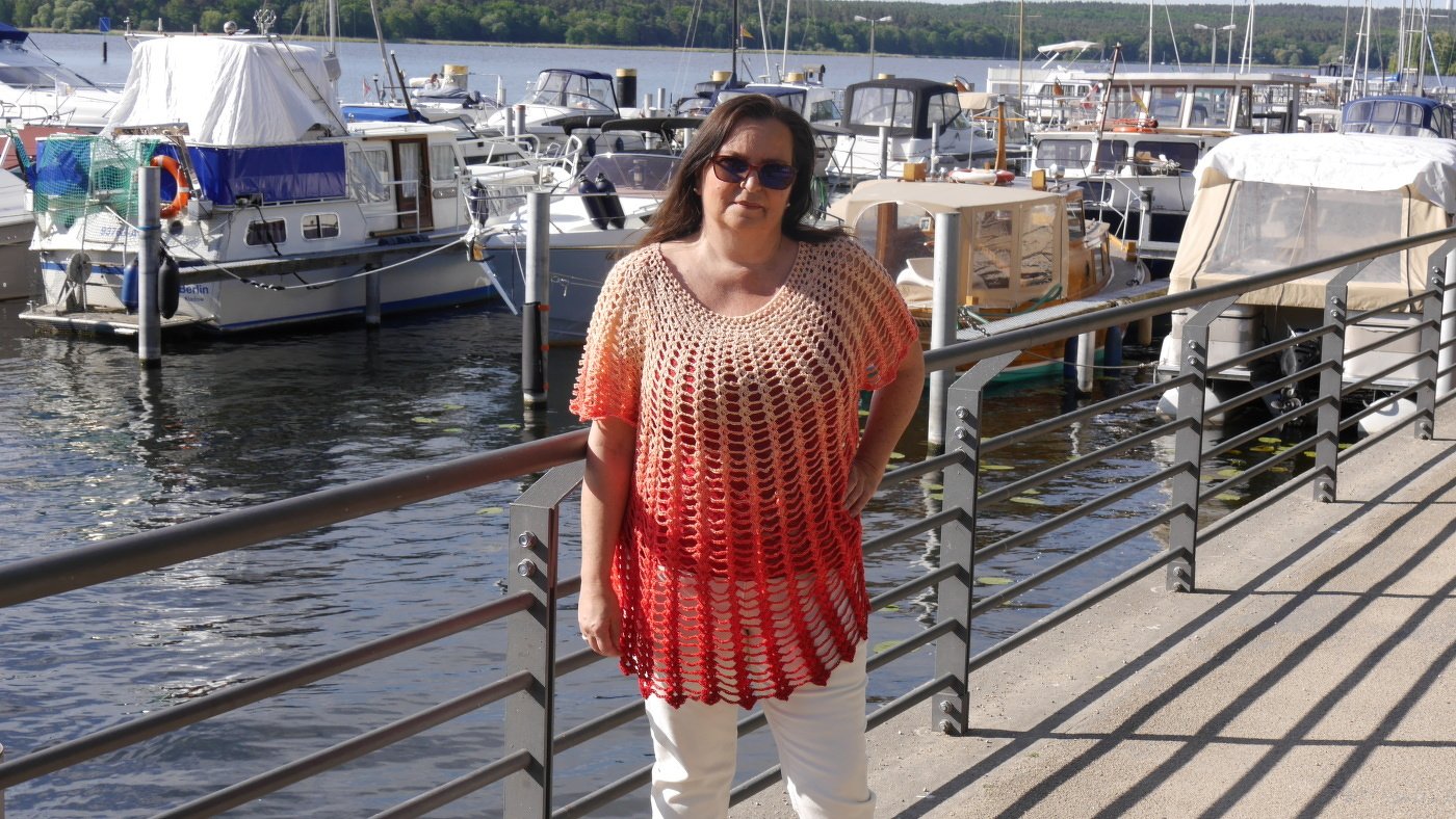 Häkelanleitung Sommer Netzshirt oversize mit Farbverlaufsgarn