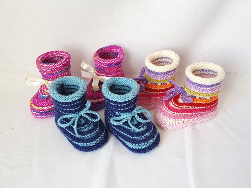 Strickanleitung Baby-Schuhe, Baby-Stiefelchen, Booties, Sohlenlänge ca. 9,5 - 10 cm