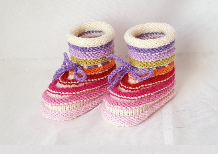 Strickanleitung Baby-Schuhe, Booties Sohlenlänge ca. 9,5 - 10 cm #277